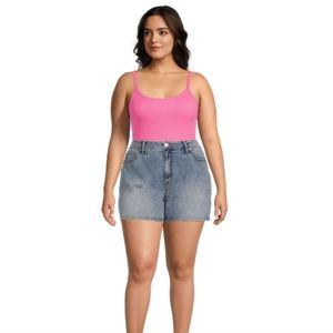 NWT Ladies Plus Medium Acid Wash Denim High Rise Mom Shorts Size 24W